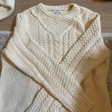 LL Bean Signature 케이블 니트 스웨터 M 사이즈 크림
