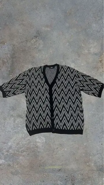 AZUL 지그재그 패턴 남성용 반팔 가디건