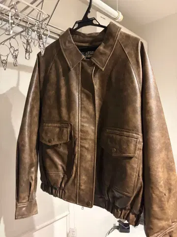 ELF SACK 브라운 가죽 자켓