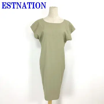 에스트네이션 반팔 원피스 카키 폴리에스테르 린넨 36 C3894