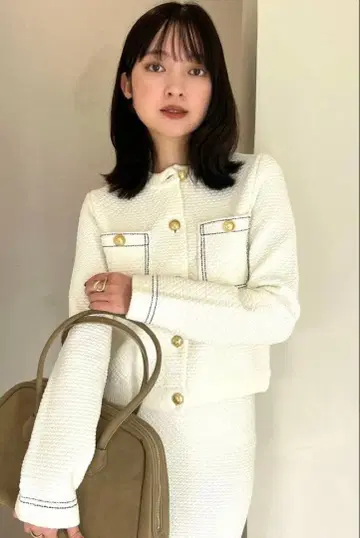 새상품급! anuans 노카라 니트 자켓 화이트 M