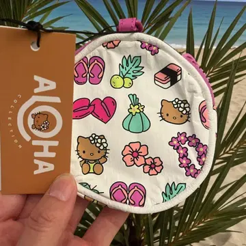 알로하 컬렉션 헬로키티 원형 파우치 화이트