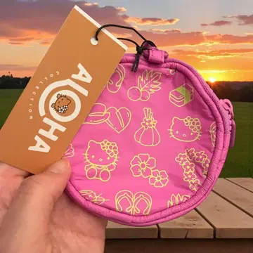 알로하 컬렉션 헬로키티 원형 파우치 핑크