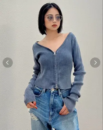 블리치 W 지퍼 리브 니트 TOPS