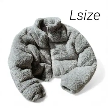 [ 새상품 ] 시프 크롭 숏 기장 그레이 보아 자켓 다운 코트