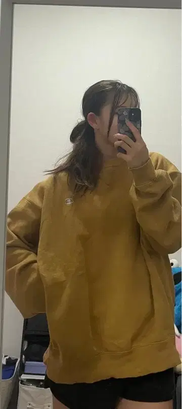 Champion 오버 사이즈 맨투맨 브라운