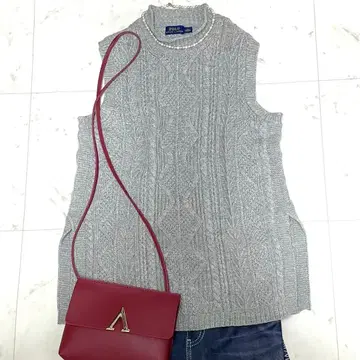 폴로 랄프로렌 니트 베스트 [세탁 가능] 코튼 아란 무늬 그레이 M