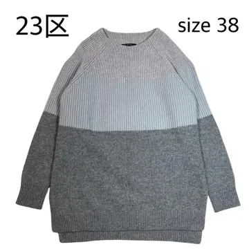 [ size 38 ] 23구 울 캐시미어 컬러 블록 니트 풀오버
