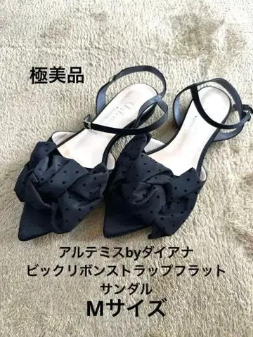 아르테미스 by 다이애나 빅 리본 스트랩 플랫 샌들 블랙 M