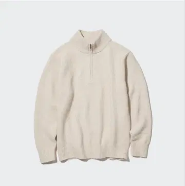 베이지 하프 지퍼 스웨터
