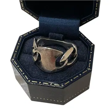 hum 실버 체인 디자인 플레이트 반지