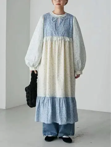 forksy. 꽃무늬 패치워크 원피스 모리걸 구제 의류