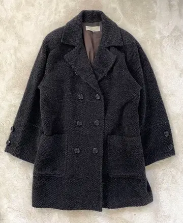 NINA RICCI 알파카 혼방 트위드 코트 블랙 계열 9호