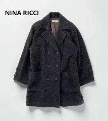 NINA RICCI 알파카 혼방 트위드 코트 블랙 계열 9호