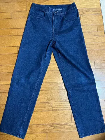 프랑스군 다크 블루 스트레이트 데님 팬츠