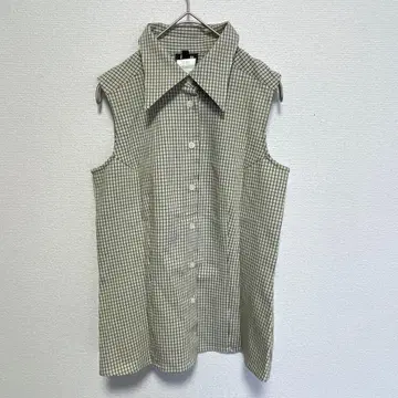 ICB 슬리브리스 체크 셔츠 라이트 그린 계열 9호 M 상당