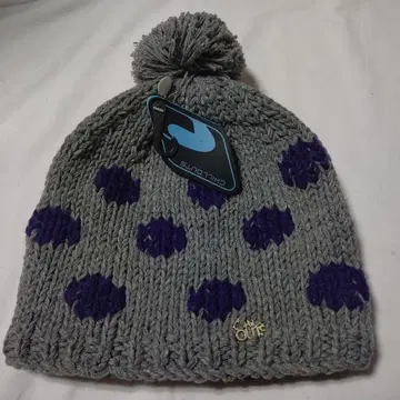 CHILLOUTS 폼폼 니트 모자 그레이x퍼플 미사용 택 포함