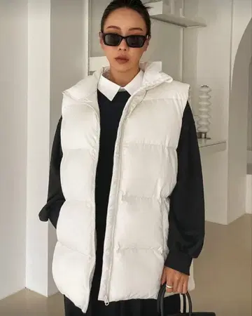 [ 미사용품 ] 다운 베스트 화이트 포켓