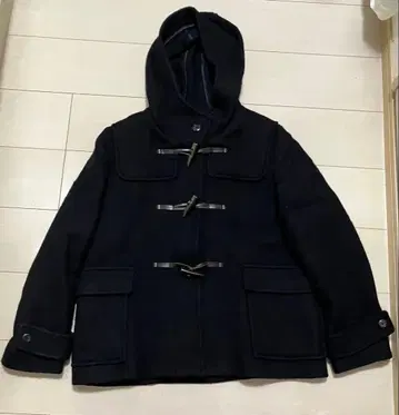 숏 기장 더플 코트 후드 부착