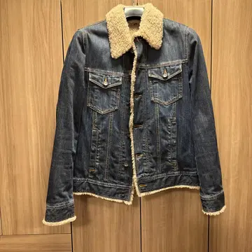 데님 블루 쉘파 카라 부착 자켓