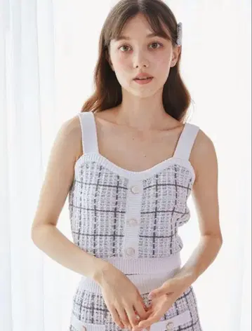 정품 젤라또피케 체크 무늬 뷔스티에 블루