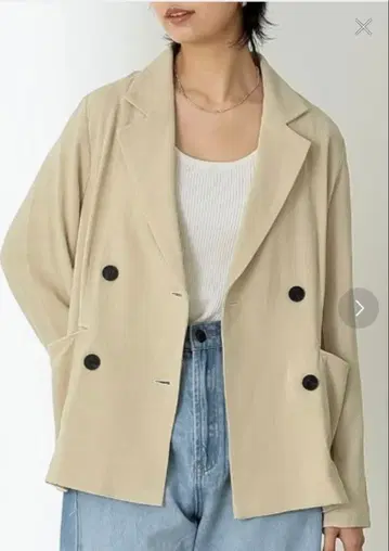 베이지 더블 브레스트 테일러드 자켓