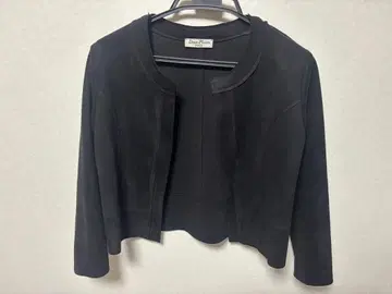 블랙 노카라 자켓 스웨이드풍 Deux Places PARIS