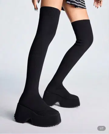 통굽 니하이 부츠 블랙