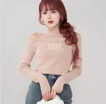 Darich 레이어드 라이크 로고 니트탑 핑크