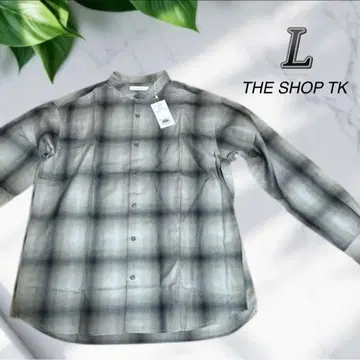 [택 포함 새상품] 체크 셔츠 L 사이즈 칼라 없음 심플