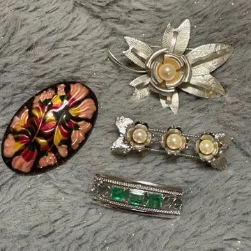 빈티지풍 꽃 모티브 오비 고정 띠 4점 세트