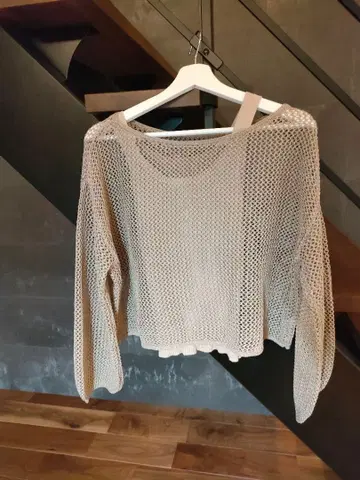 Apuweiser-riche 시스루 편직 베이지 니트 M 사이즈