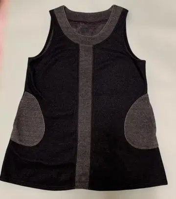 슬리브리스 원피스 블랙/그레이 속기모 포켓 부착 지프란