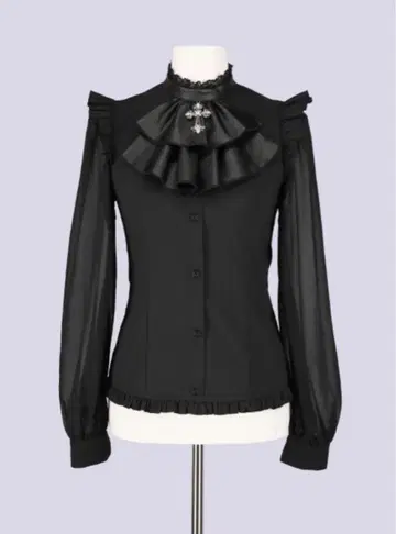 Qooza Dark Sheer 블라우스 블랙 블라우스 쿠자