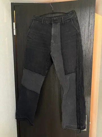 HARE 패치워크 플레어 팬츠 블랙 그레이