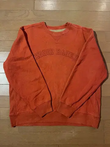 Eddie Bauer 자수 로고 맨투맨 L 탁한 빨간색 구제 의류