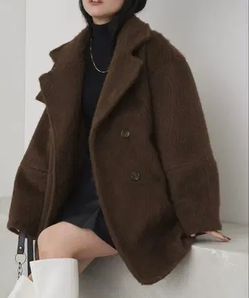 2WAY 샤기 멜톤 피 코트