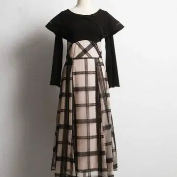 tocco closet 빅칼라 백 레이스업 도킹 원피스