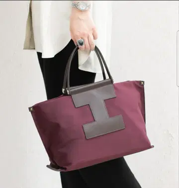 버건디 토트백 I 로고