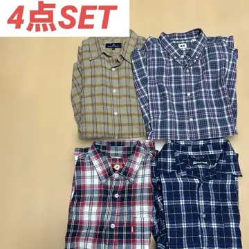 남성용 긴팔 셔츠 묶음 판매 4점 체크 플란넬 셔츠
