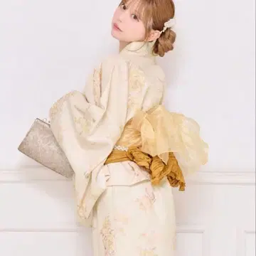 apres jour 모듬 패턴 유카타 세트 옐로우 컬러