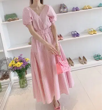 [ 셋업 할인 ok ] 츠루 Minnie 상의/핑크 스트라이프