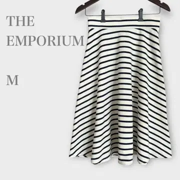 더 엠포리움 보더 플레어 스커트 화이트 M