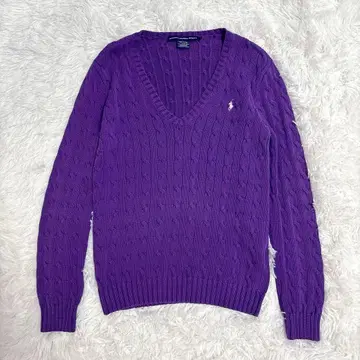 새상품급 랄프 로렌 케이블 니트 스웨터 코튼 로고 자수 L