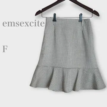 엠즈 엑사이트 하운드투스 패턴 프릴 스커트 브라운