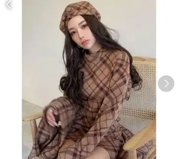 [ 인기 즉시 완판 ] eimy istoire 판세 체크 니트 원피스