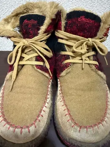 Indian 퍼 달린 캐주얼 부츠