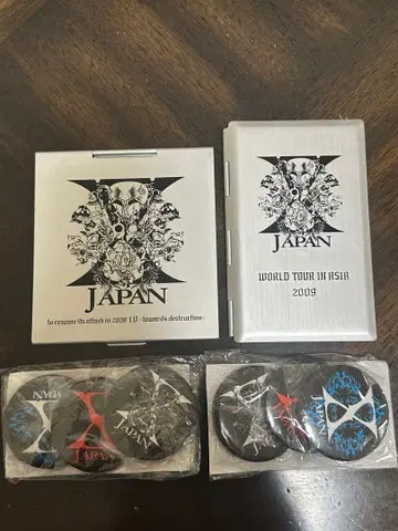 X JAPAN 2008 거울과 2009 카드 케이스와 배지 세트