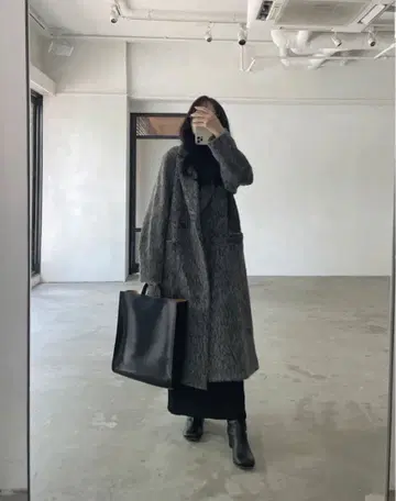 nairo 샤기 체스터 코트 블랙 M