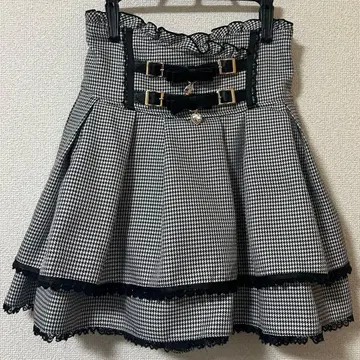 리즈리사 LIZLISA 2연 리본 벨트 치마바지 스커트 블랙체크